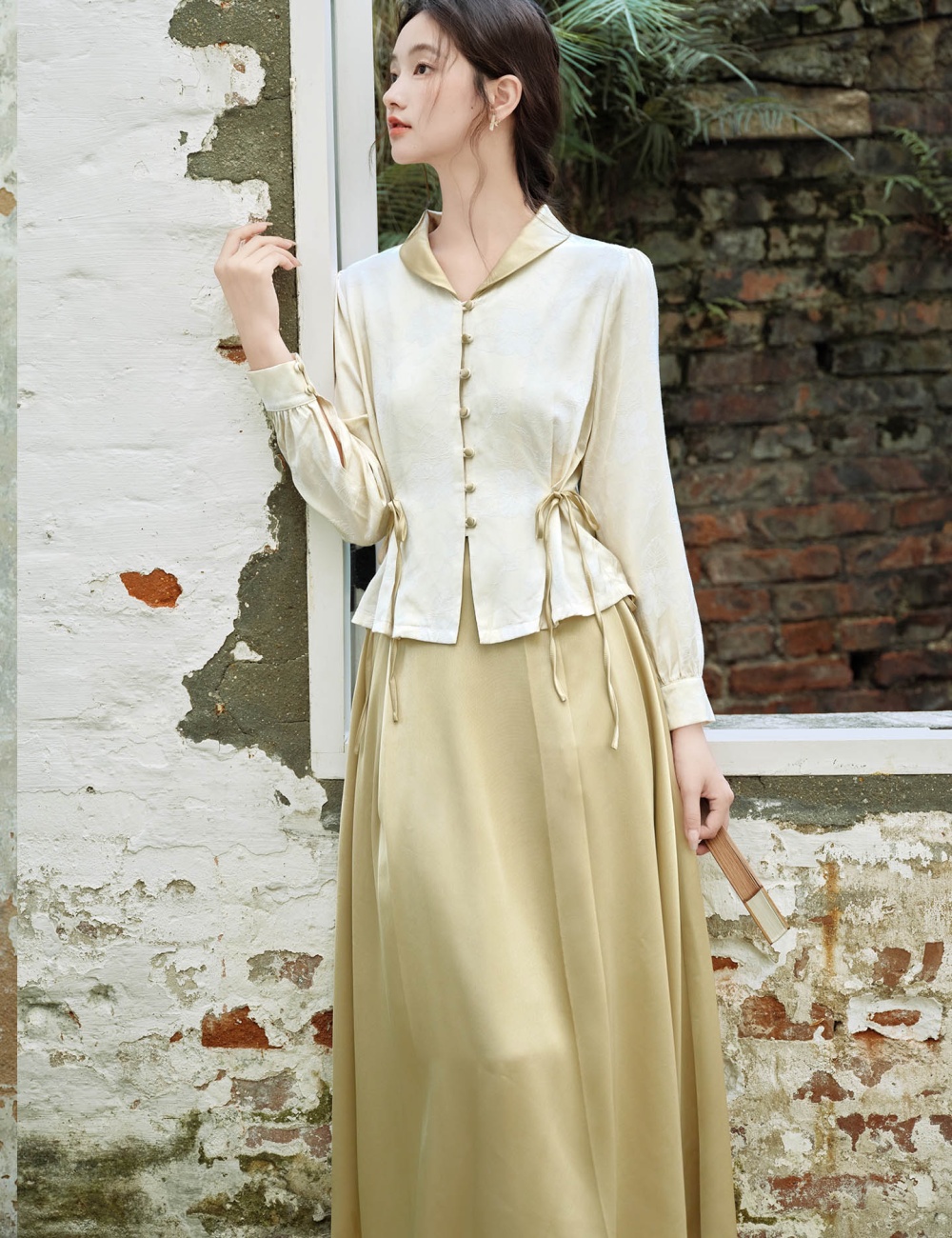 Chinese style shirt unique tops 2pcs set