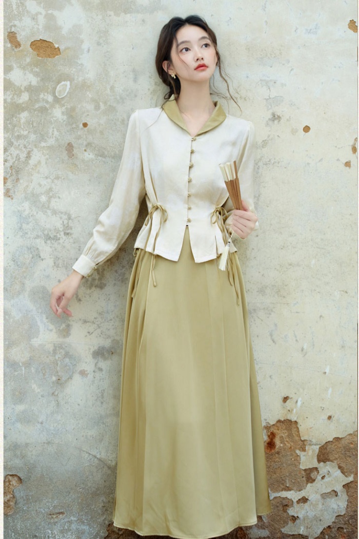 Chinese style shirt unique tops 2pcs set