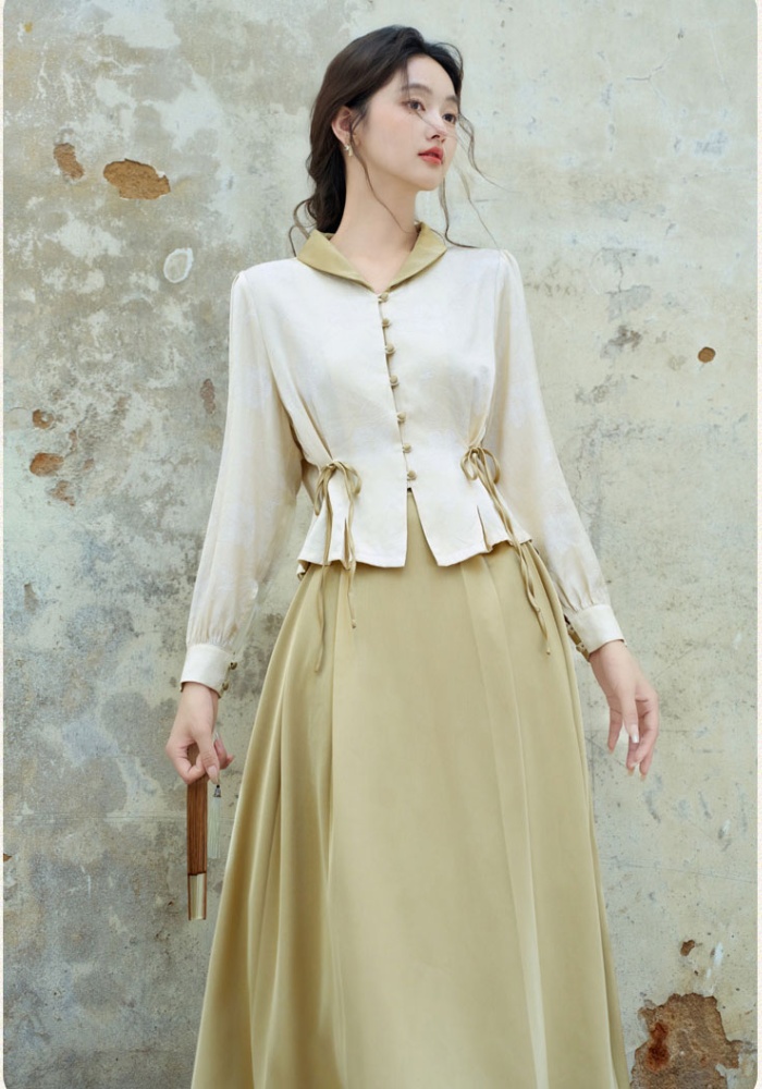 Chinese style shirt unique tops 2pcs set