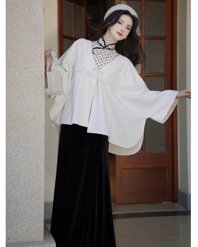 Pendant polka dot dress Chinese style cloak 2pcs set