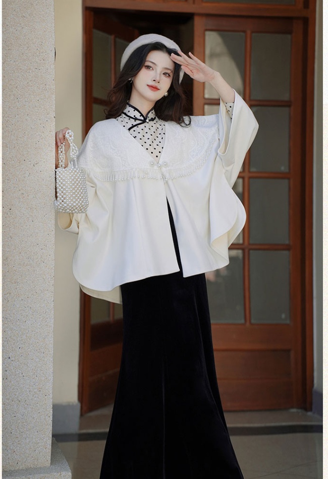 Pendant polka dot dress Chinese style cloak 2pcs set