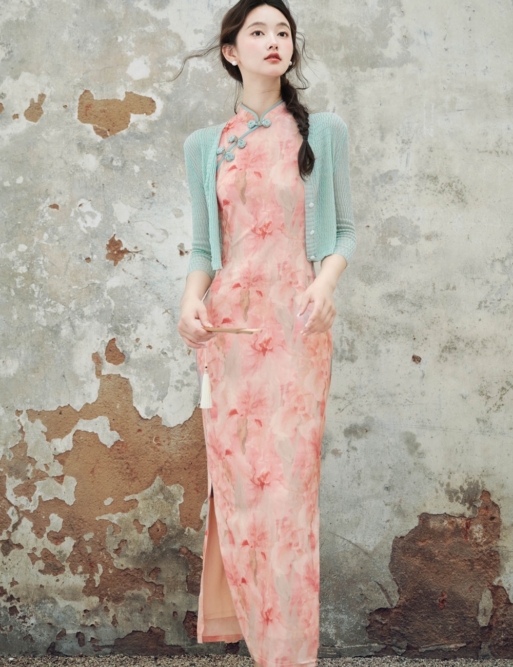 Pure Chinese style dress fashion cardigan 2pcs set