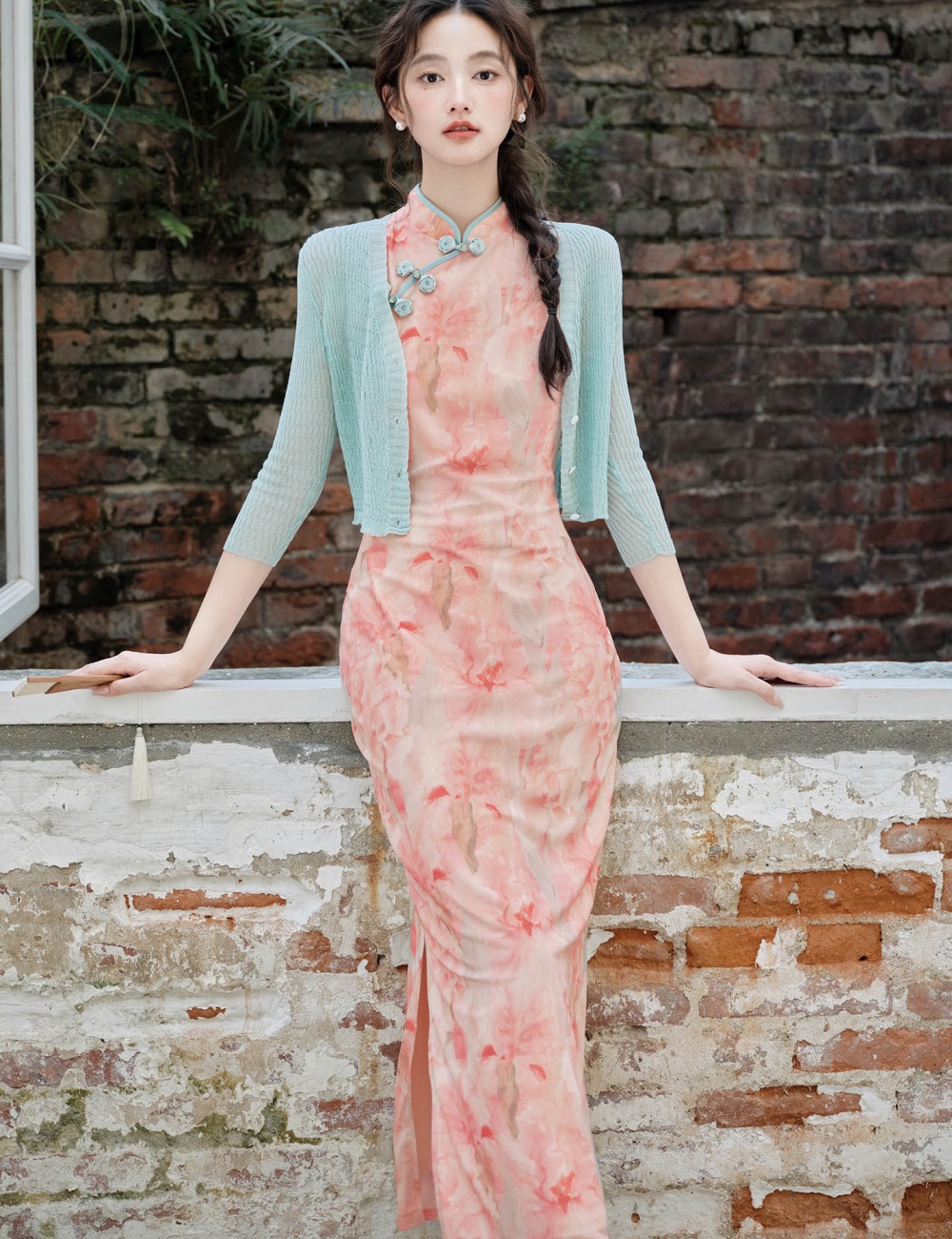 Pure Chinese style dress fashion cardigan 2pcs set