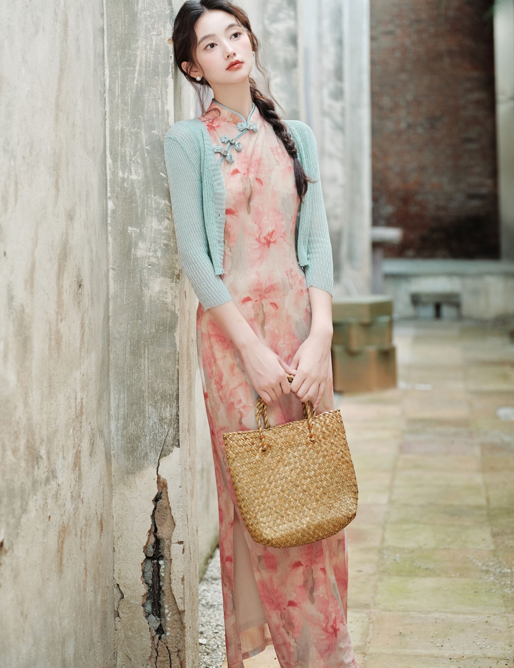 Pure Chinese style dress fashion cardigan 2pcs set