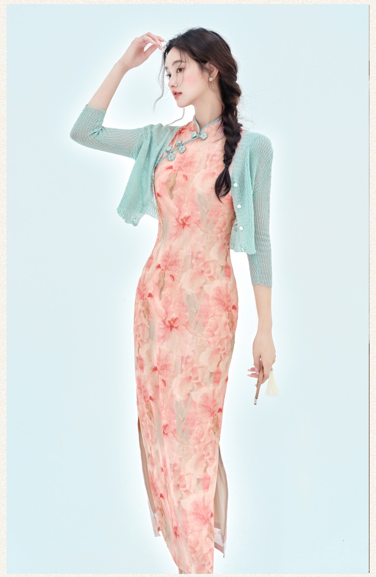 Pure Chinese style dress fashion cardigan 2pcs set