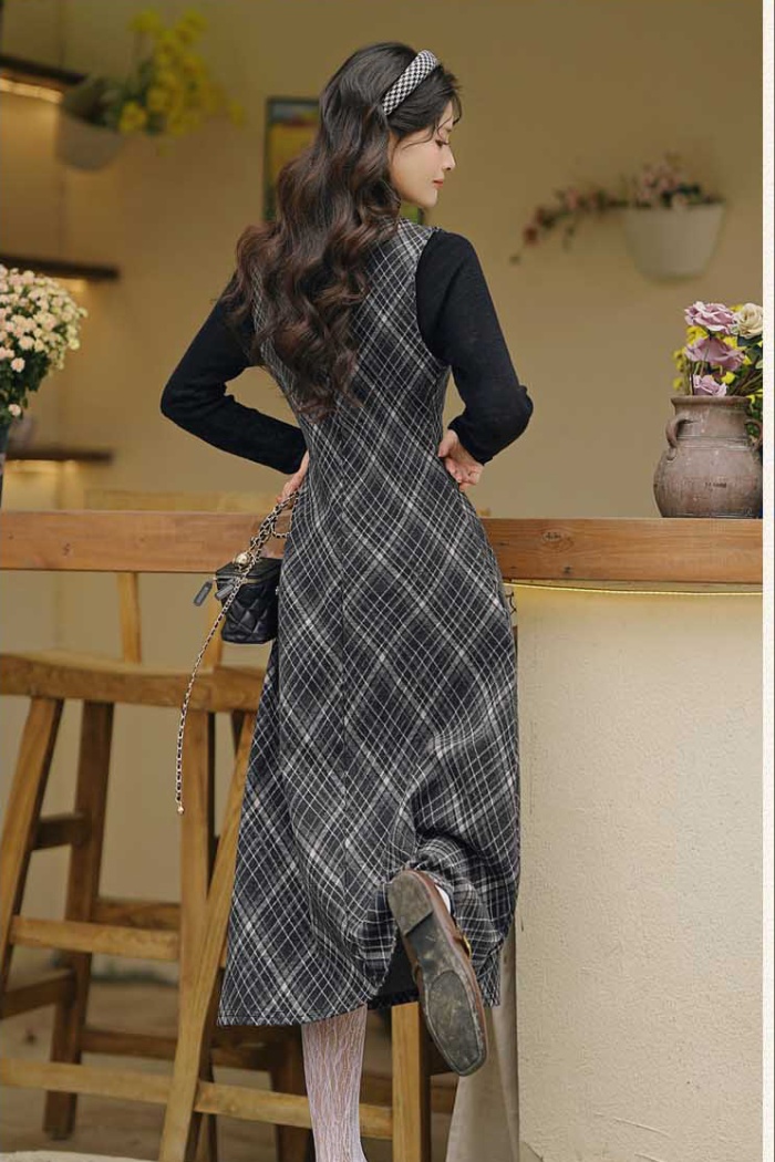 France style long dress sweater 2pcs set for women