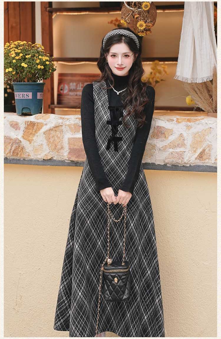 France style long dress sweater 2pcs set for women