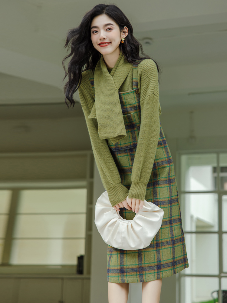 Chanelstyle sling scarves autumn dress a set