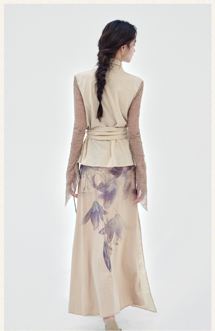 Temperament autumn long dress niche dress 2pcs set