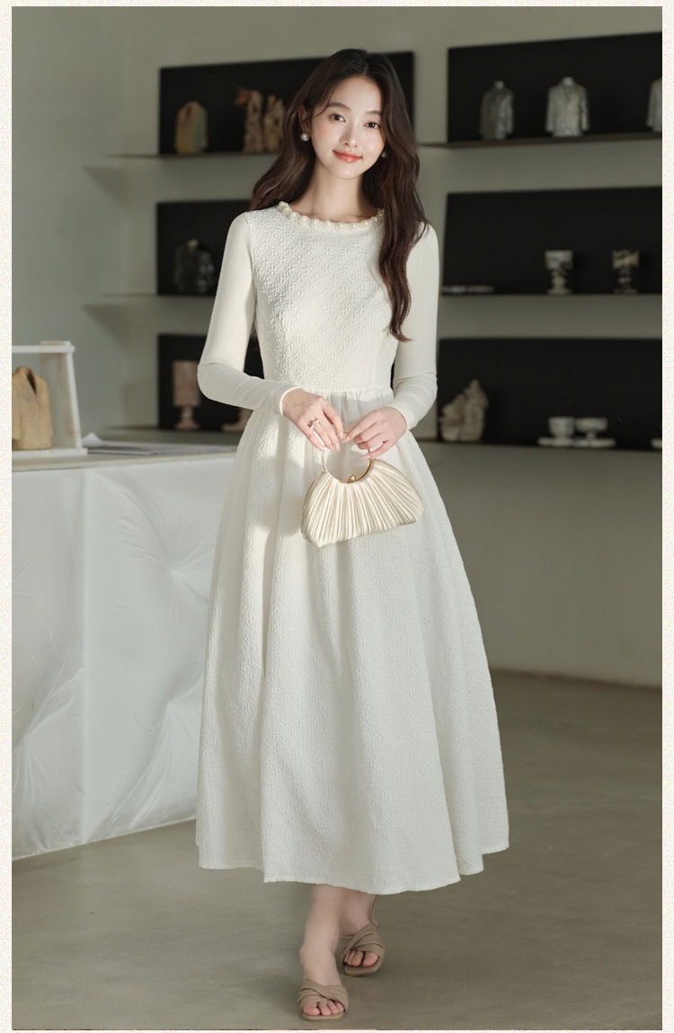 White splice dress knitted shawl 2pcs set