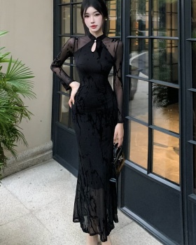 Slim mermaid package hip long dress gauze sexy dress for women