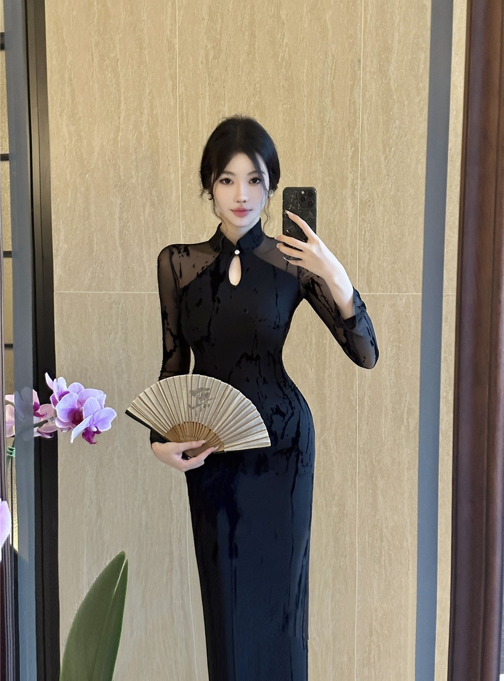 Slim mermaid package hip long dress gauze sexy dress for women