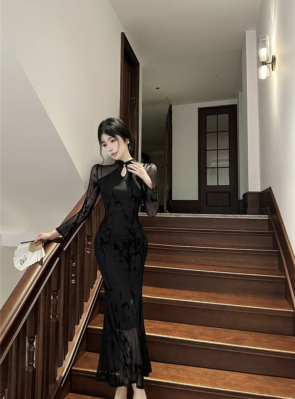 Slim mermaid package hip long dress gauze sexy dress for women