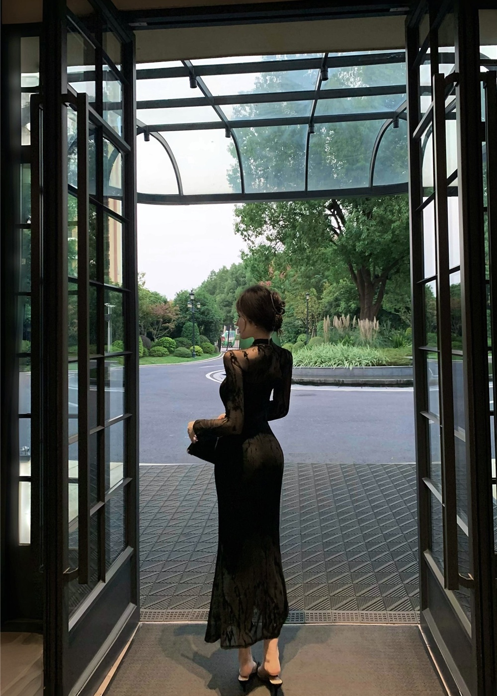 Slim mermaid package hip long dress gauze sexy dress for women