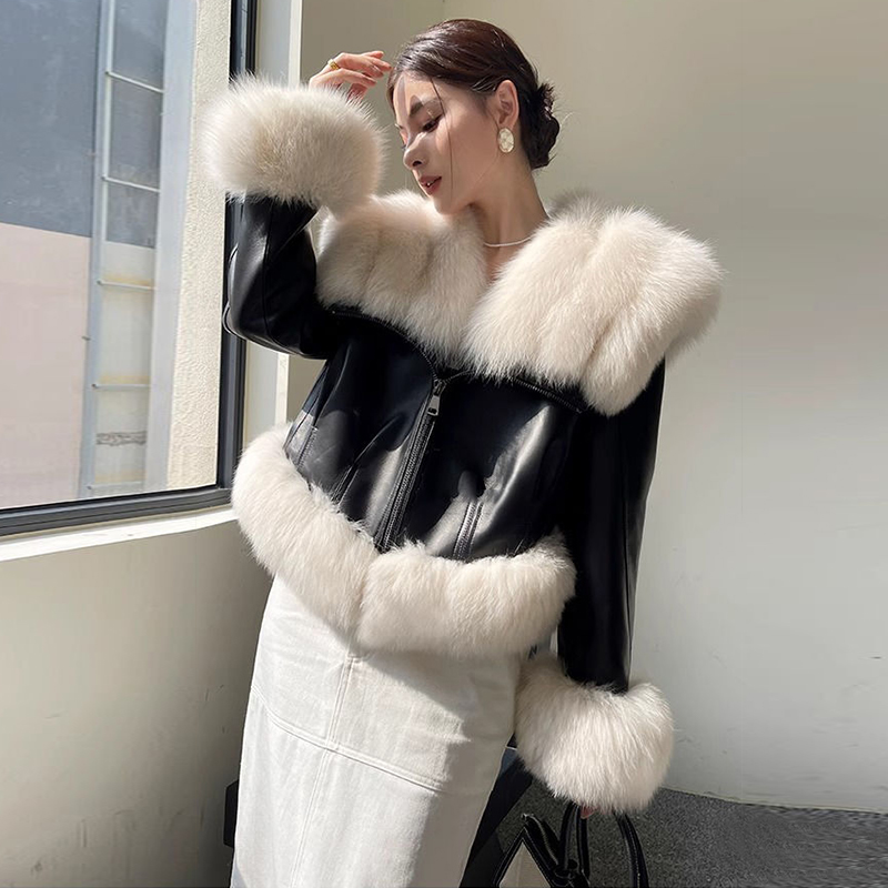 Elmo fur coat sheepskin shawl for women