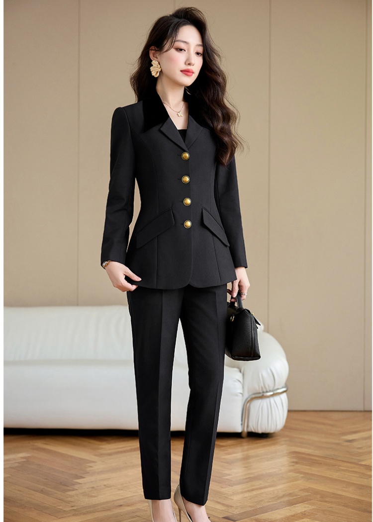 All-match suit pants slim coat 2pcs set for women