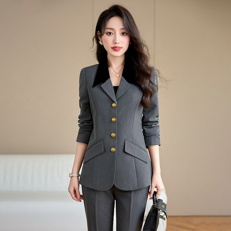 All-match suit pants slim coat 2pcs set for women