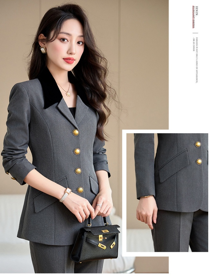 All-match suit pants slim coat 2pcs set for women