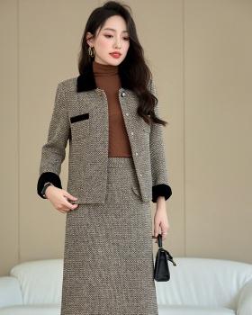 Slim temperament coat autumn skirt 2pcs set for women