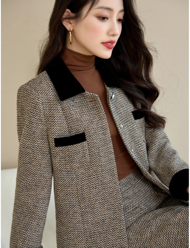 Slim temperament coat autumn skirt 2pcs set for women