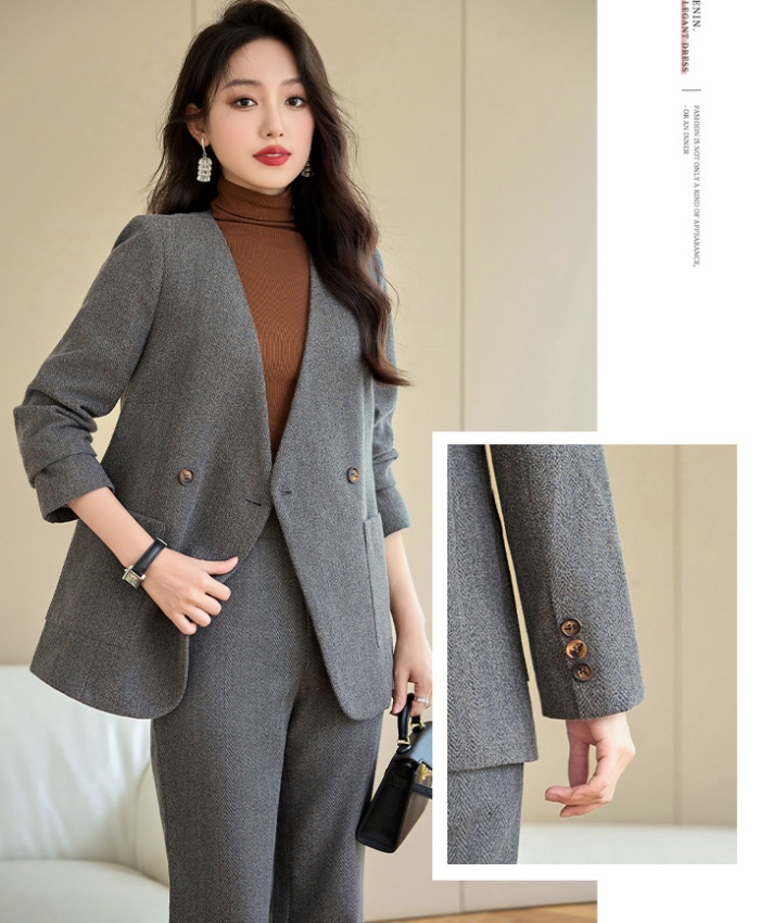 Slim commuting coat profession business suit 2pcs set