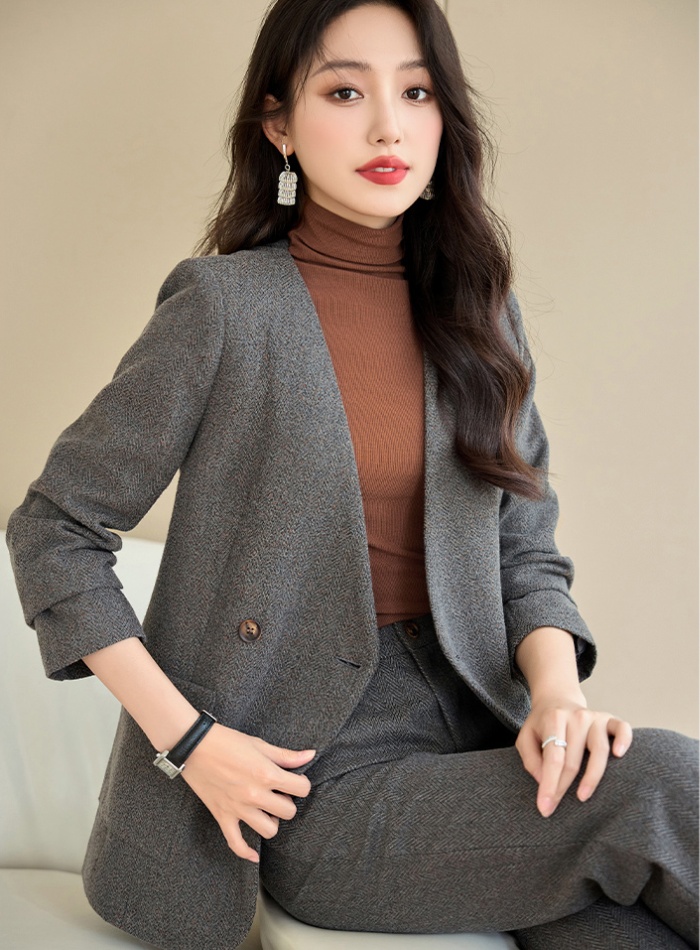 Slim commuting coat profession business suit 2pcs set