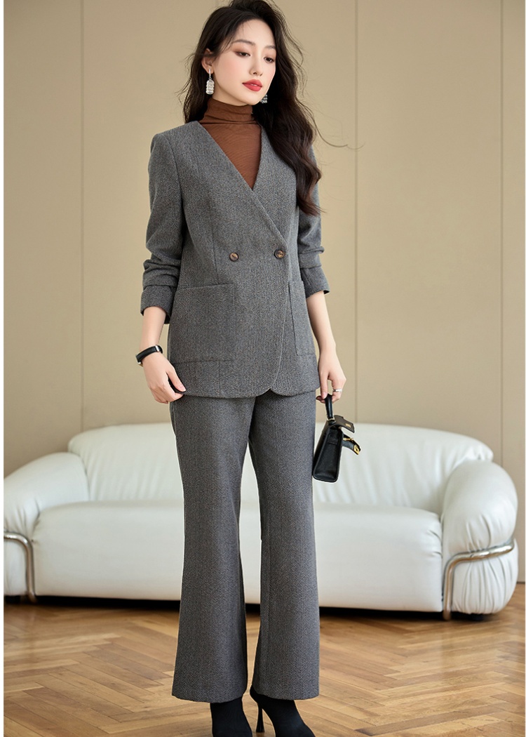 Slim commuting coat profession business suit 2pcs set