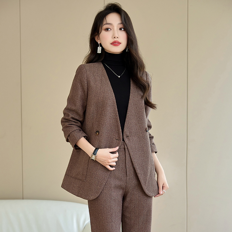 Slim commuting coat profession business suit 2pcs set