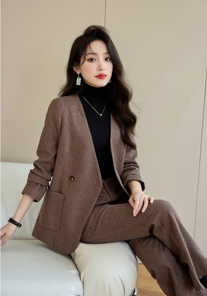 Slim commuting coat profession business suit 2pcs set