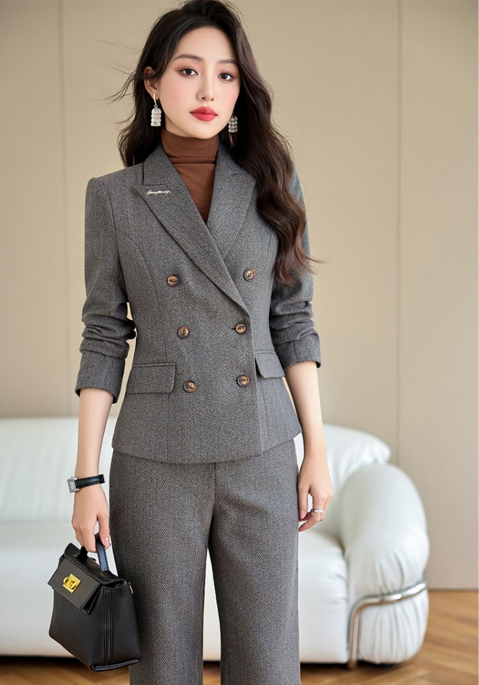 Autumn suit pants profession coat 2pcs set for women