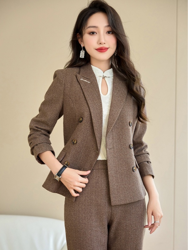 Autumn suit pants profession coat 2pcs set for women