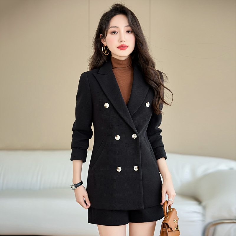 Slim shorts temperament coat 2pcs set for women