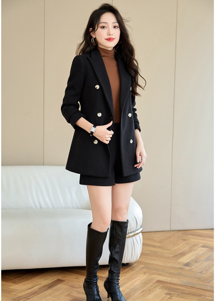 Slim shorts temperament coat 2pcs set for women