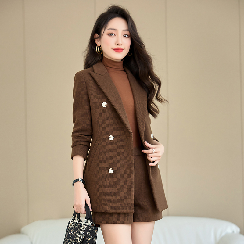 Slim shorts temperament coat 2pcs set for women