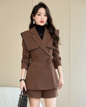 Autumn slim coat profession shorts 2pcs set for women