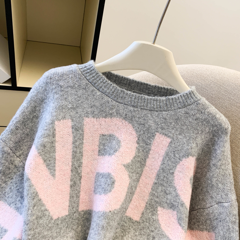 Loose short sweater Casual letters tops for women