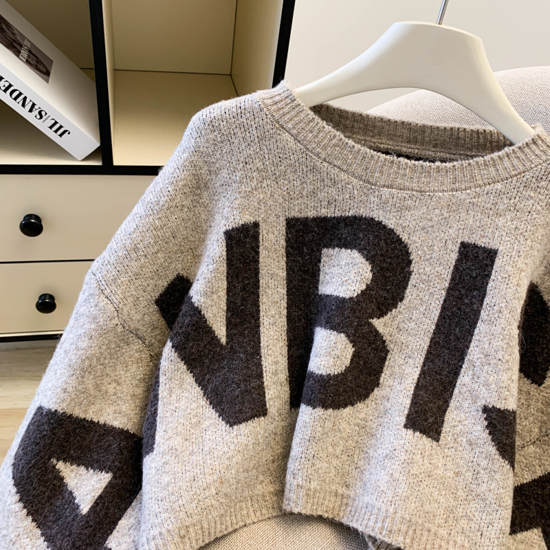 Loose short sweater Casual letters tops for women