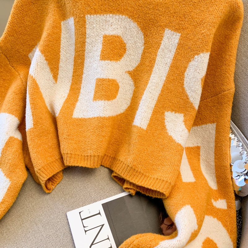 Loose short sweater Casual letters tops for women