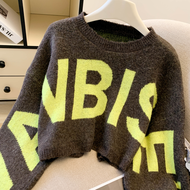 Loose short sweater Casual letters tops for women