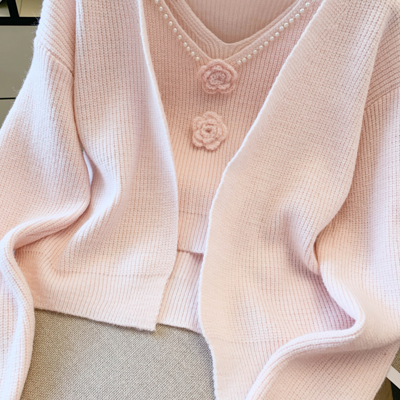 All-match cardigan Korean style sweater a set for women