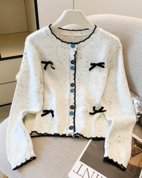 Colors buckle bow jacket slim short tops for women
