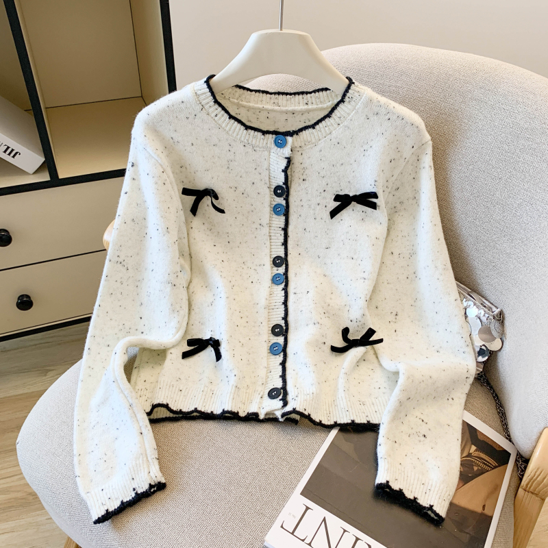 Colors buckle bow jacket slim short tops for women