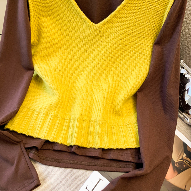 V-neck waistcoat fashion vest 2pcs set for women