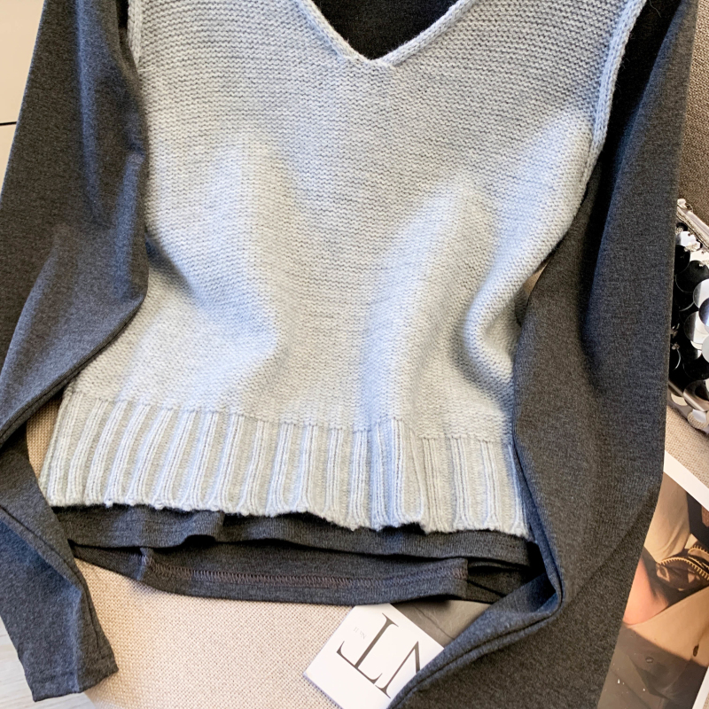 V-neck waistcoat fashion vest 2pcs set for women