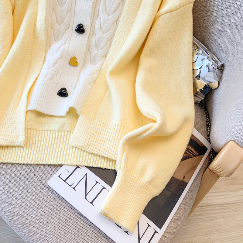 Pseudo-two tender tops splice sweater for women