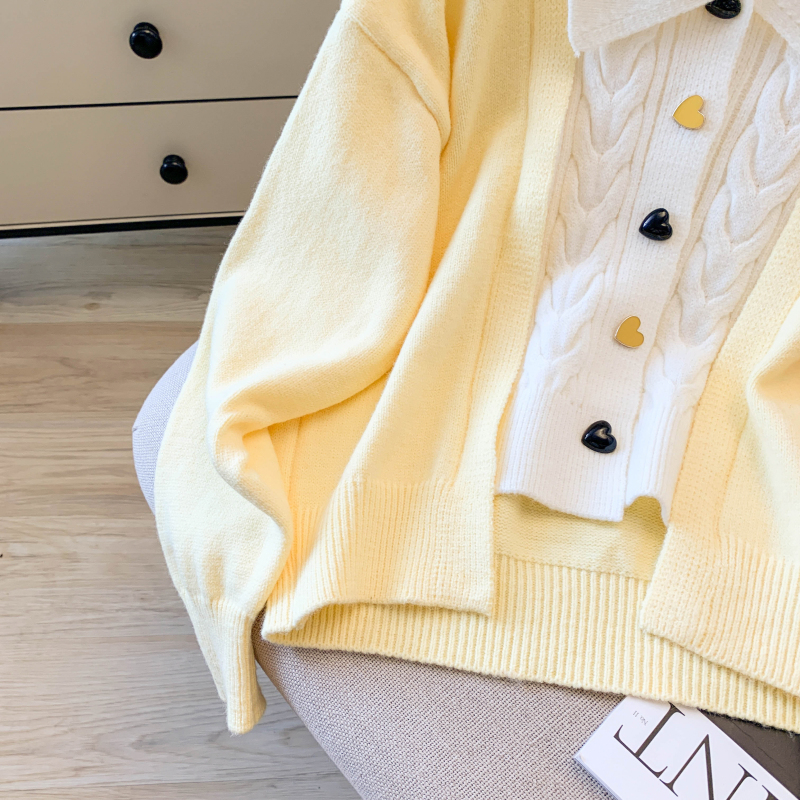 Pseudo-two tender tops splice sweater for women
