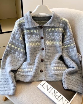 Pocket decoration cardigan winter sweater for women