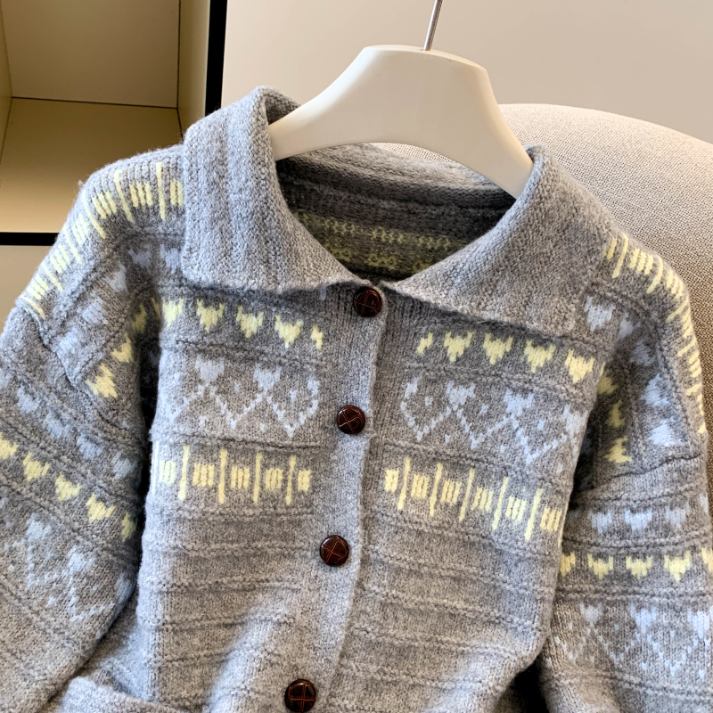 Pocket decoration cardigan winter sweater for women