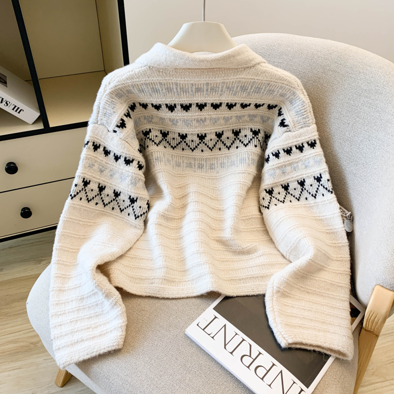 Pocket decoration cardigan winter sweater for women