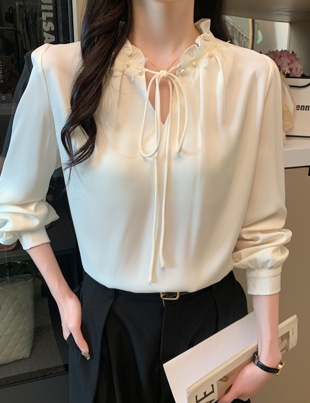 Wood ear tops temperament shirt for women